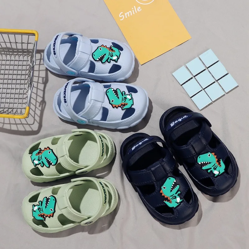 

Baby Sandals Boys Girls Slippers Cartoon Dinosaur Hollowing Out Kids Slipper Non-slip Child Soft Sole Shoes Home Beach Wear