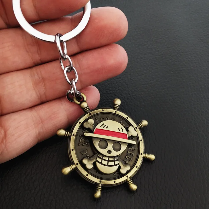 Лидер продаж аниме цельный брелок Mokey D Luffy логотип для ключей вращающийся сплав