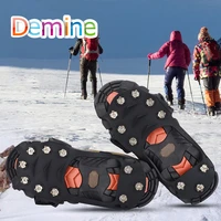 demine 10 stud ice spikes non slip shoes cover grips cleats crampons winter climbing safety tool anti slip shoes snow crampons