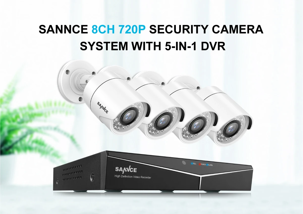 SANNCE 8CH CCTV система безопасности HD 1080N AHD DVR 4 шт. 720P IR камера наружного видеонаблюдения 8 каналов комплект видеонаблюдения