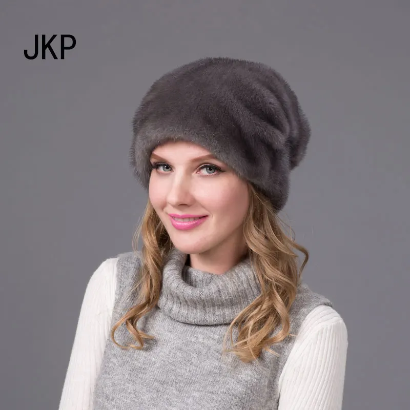 JKP 2018 женская меховая шапка зимние шапки из натурального меха норки для женщин