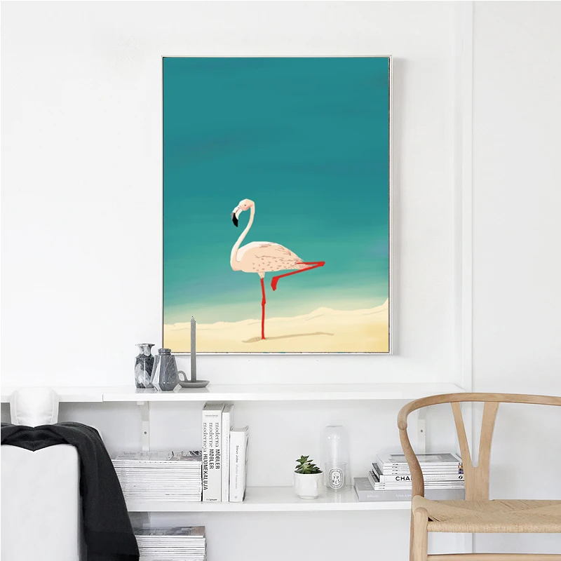 Современный минималистичный скандинавский Фламинго животные мультфильм Холст