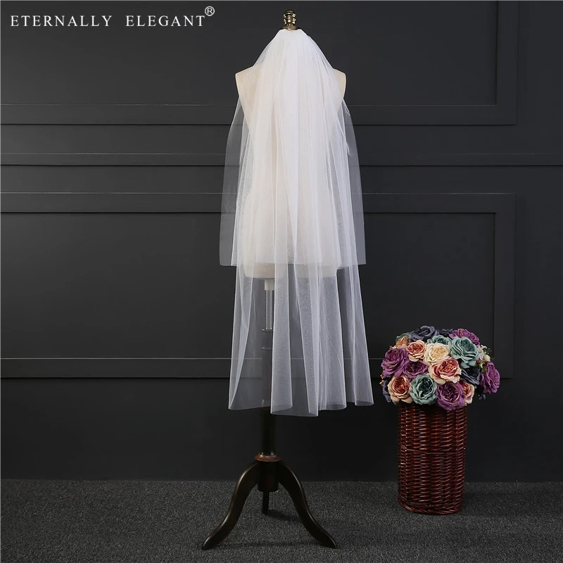 

New Real Photos White/Ivory Wedding Bridal Short Veil With Comb Hot Sell EE5010