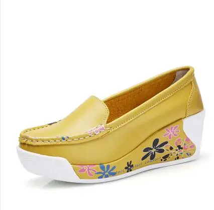 351 yellow ; коллекция года; сезон весна-лето; дышащая женская обувь с перфорацией; обувь для медсестры; белая обувь на платформе - Цвет: 351 yellow