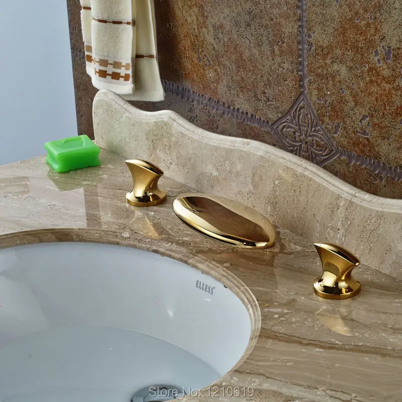 3 шт. смеситель для раковины в ванной комнате с двумя ручками|water tap|faucet goldfaucet bathroom