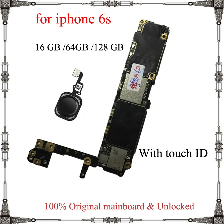For iphone 6S Original motherboard with / without touch ID 16GB 64GB 128GB unlocked iCloud mainboard IOS system logic board | Мобильные