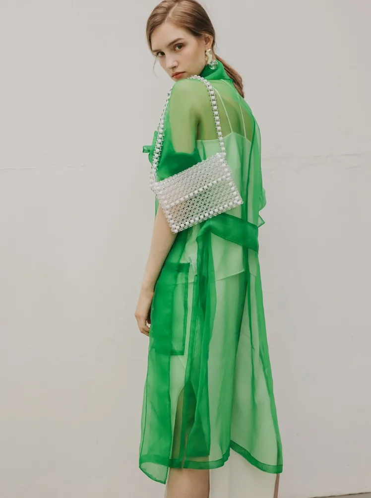 Прозрачная акриловая сумка с жемчугом прозрачная коробка бусинами на плечо