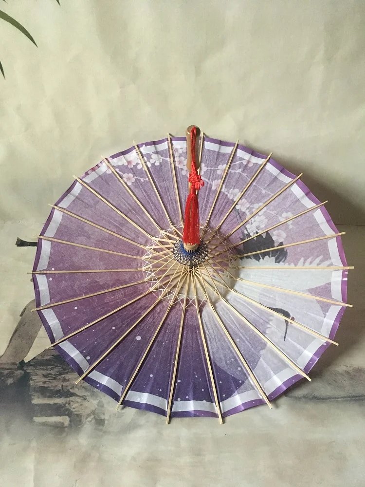Delicate Purple Color Bottom Oil Paper Umbrella Blossom Cherry with Birds Parasol XXXL Size Cosplay Show | Дом и сад