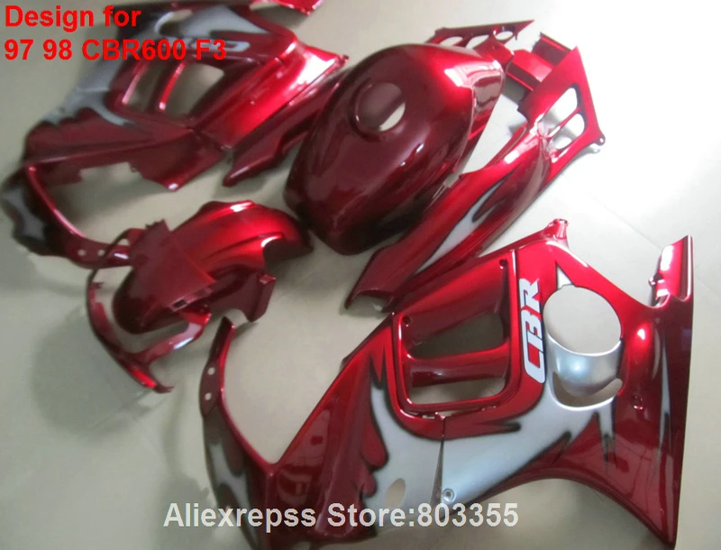 Обтекатели с металлическим рисунком Для HONDACBR 600 F3 1998 1997 97 98 (винно-красный) cbr