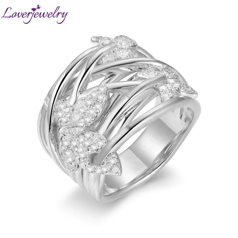 Loverjewelry классическое романтическое обручальное кольцо для помолвки, Настоящее 18 К Золотое кольцо с бриллиантами для женщин, вечерние ювелирные изделия