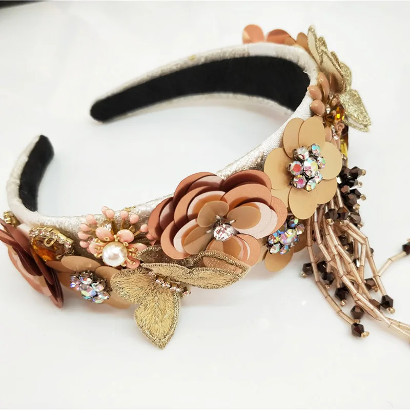 Gift For Mother/Girl friend Quality full Crystal Hair Bands Belt Bow Sequined flowers Rhinestone Headband Fringe Hairbands | Украшения и