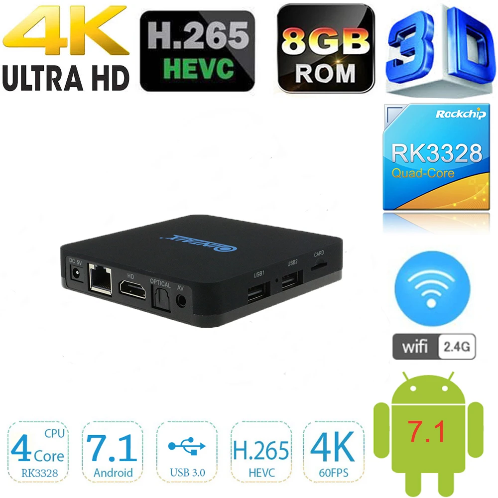 Qintaix Q28 Мини Android 7 1 ТВ коробка RK3328 Rockchip 2 ГБ 8 2.4g WiFi 100 м LAN HD2.0 USB3.0 4 К VP9 HDR10 Media Player|media