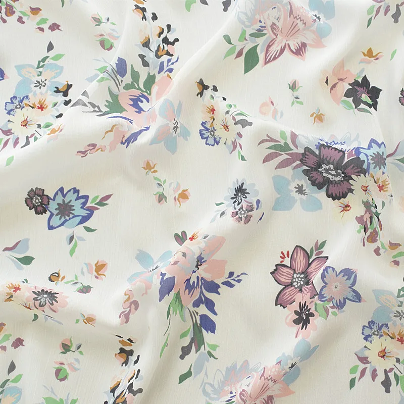 148x100cm Vintage Floral Print Imported Soft Chiffon Fabric for Women Long beach Dress,Shirts Sewing Patchwork Cloth Upholstery