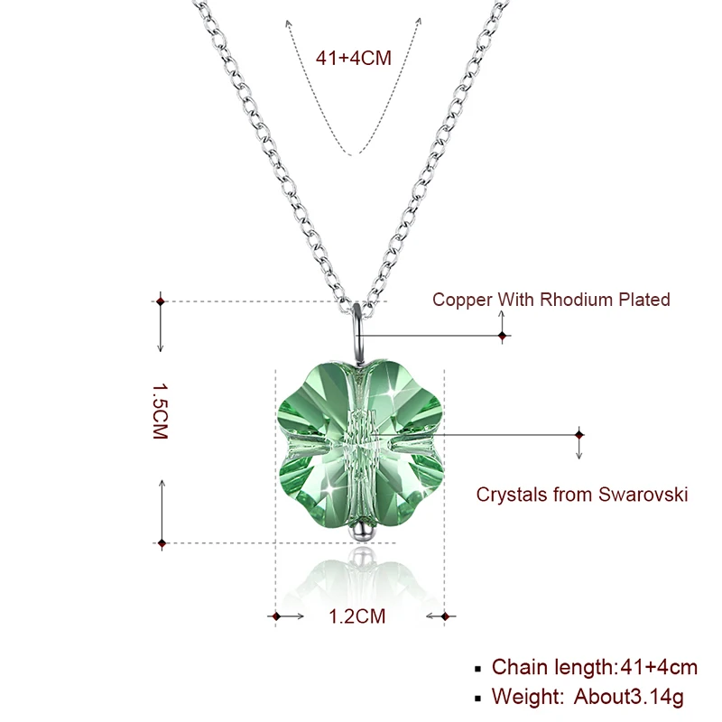 Колье женское из серебра 925 пробы с кристаллами Swarovski в виде клевера | Украшения и