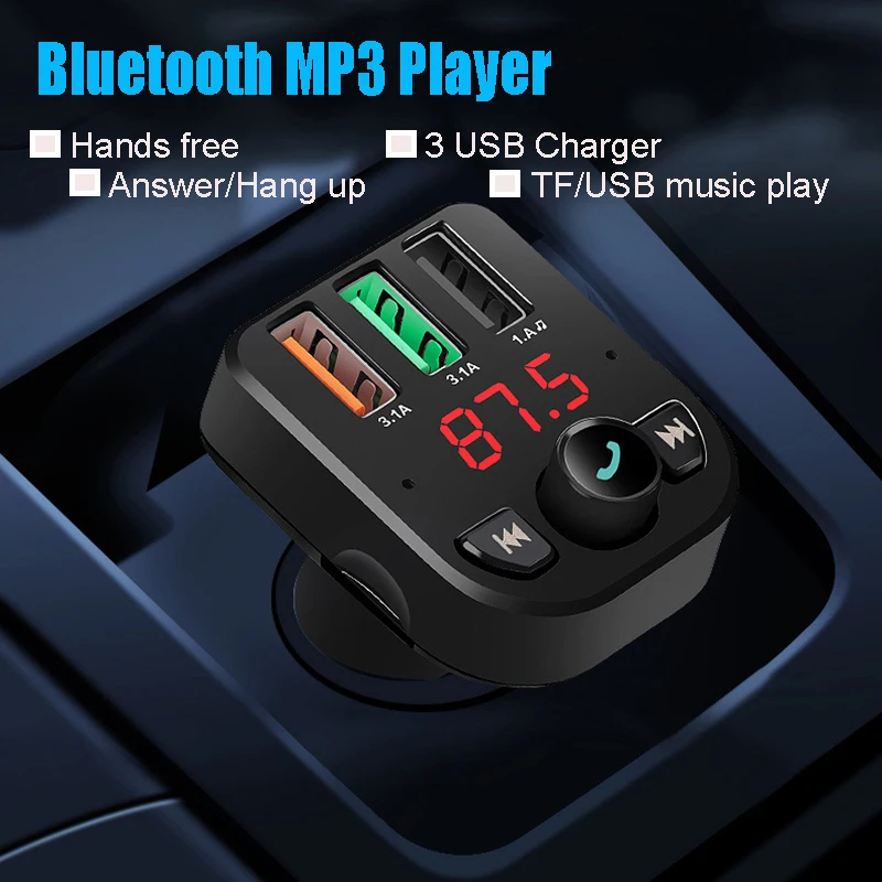 JINSERTA Bluetooth 5,0 FM передатчик 3 usb порта 3.1A зарядное устройство FM автомобильный комплект модулятор MP3 плеер Handsfree TF USB воспроизведение музыки