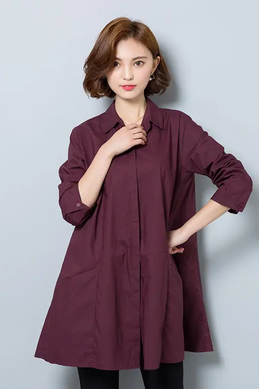 Блузка женская однотонная свободного покроя на осень батальных размеров|blouses for