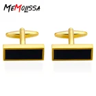 Модные Золотые Квадратные запонки для рубашек, мужские подарки, брендовые запонки на пуговицах, черные запонки, высокое качество, ювелирные изделия Abotoaduras