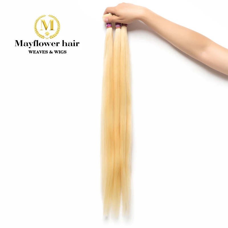 MFH Blonde 613 Virgin Malaysian straight hair weft 1/2/3/4 bundles 12-28  mixed length durable hair can be restyle Free shipping