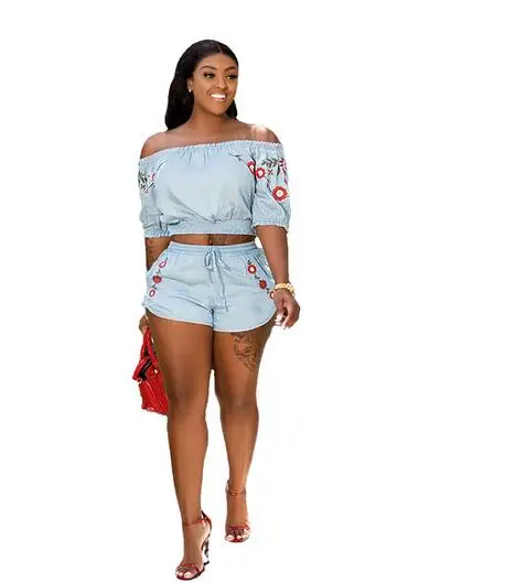 Женский комплект из двух предметов короткий рукав с открытыми плечами