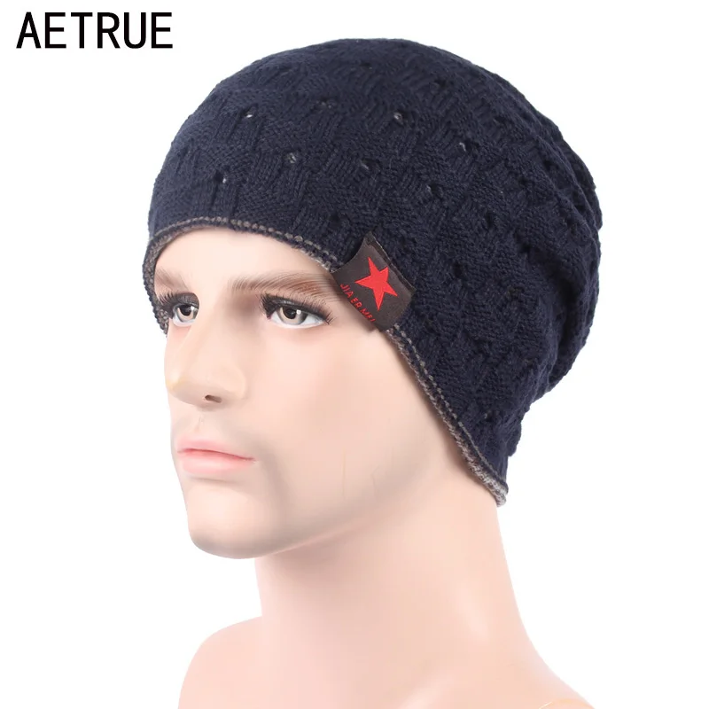 Брендовая вязаная шапка AETRUE мужские зимние шапки-бини женские Мешковатые Лыжные