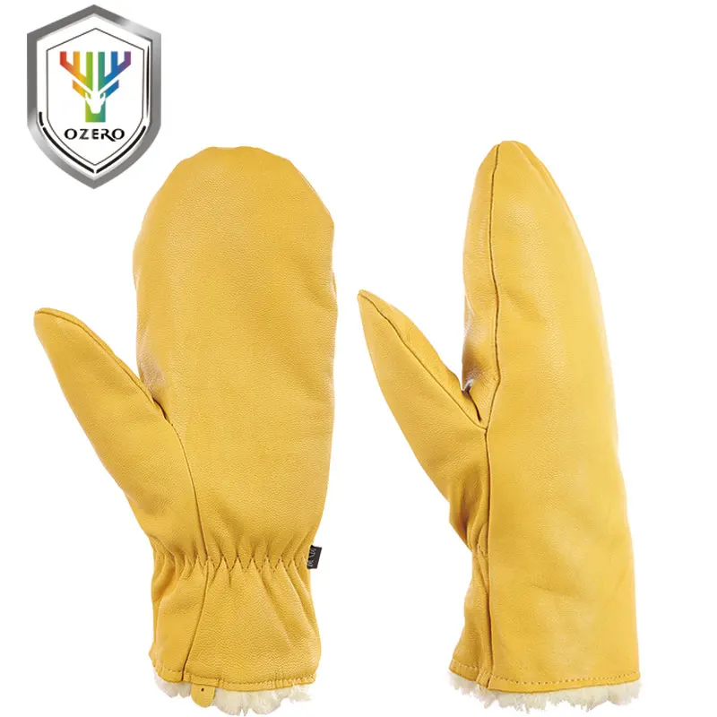 yellow Ozero мотоциклетные кожаные перчатки из натуральной овчины, спортивные лыжные, кухонные, с ручным подогревом, мото-перчатки для мотоцикла зима 5008 - Цвет: yellow