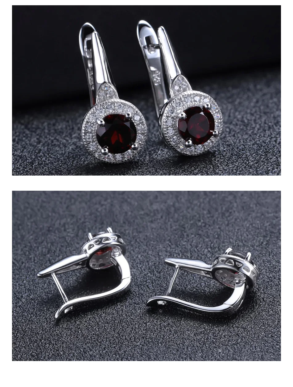 GEM'S BALLET 3.15Ct натуральный красный гранат серьги кольцо Набор 925 пробы серебро драгоценный камень классический набор украшений для женщин хорошее ювелирное изделие