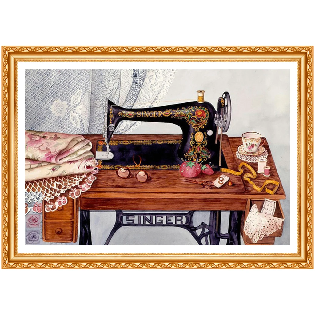 Алмазные картины из стразов Алмазная вышивка натюрморт швейная машина 5d