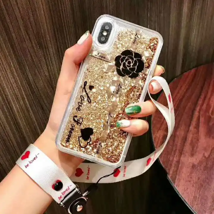 Модные блестящие золотые пески Чехлы для iPhone X XS MAX XR Европейский США Камелия