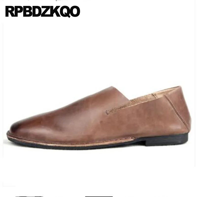 Driving Brown Genuine Leather Cow Skin Soft Soled European High Quality 2021 Men Casual Flats Shoes Brand Famous Summer Runway | Обувь