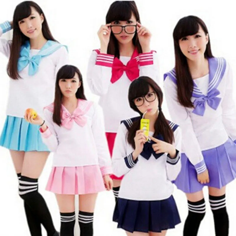 Высокая Школьная Униформа Косплэй Костюм ученицы японские девочки футболка с