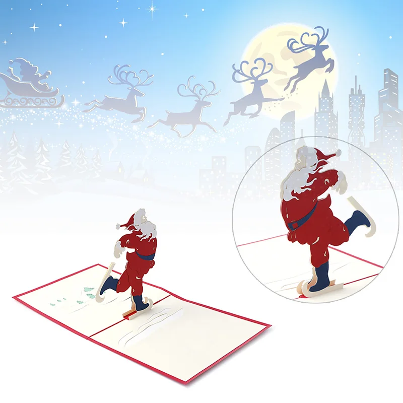 Рождественские открытки 3D Pop Up Merry Christmas серии санта ручной работы на заказ