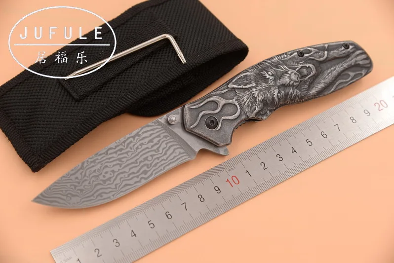 JUFULE бренд Varg Настоящая дамасская сталь складной Кемпинг Охота Карманный выживания EDC инструмент открытый шарикоподшипник Флиппер кухонный нож