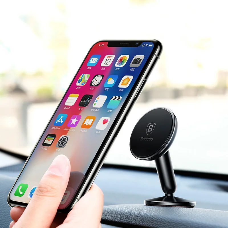 Автомобильный держатель для телефона Baseus для iPhone X, 8, 7, samsung, S9, S8, держатель для мобильного телефона, поддержка gps, магнитный автомобильный держатель на 360 градусов - Цвет: Black