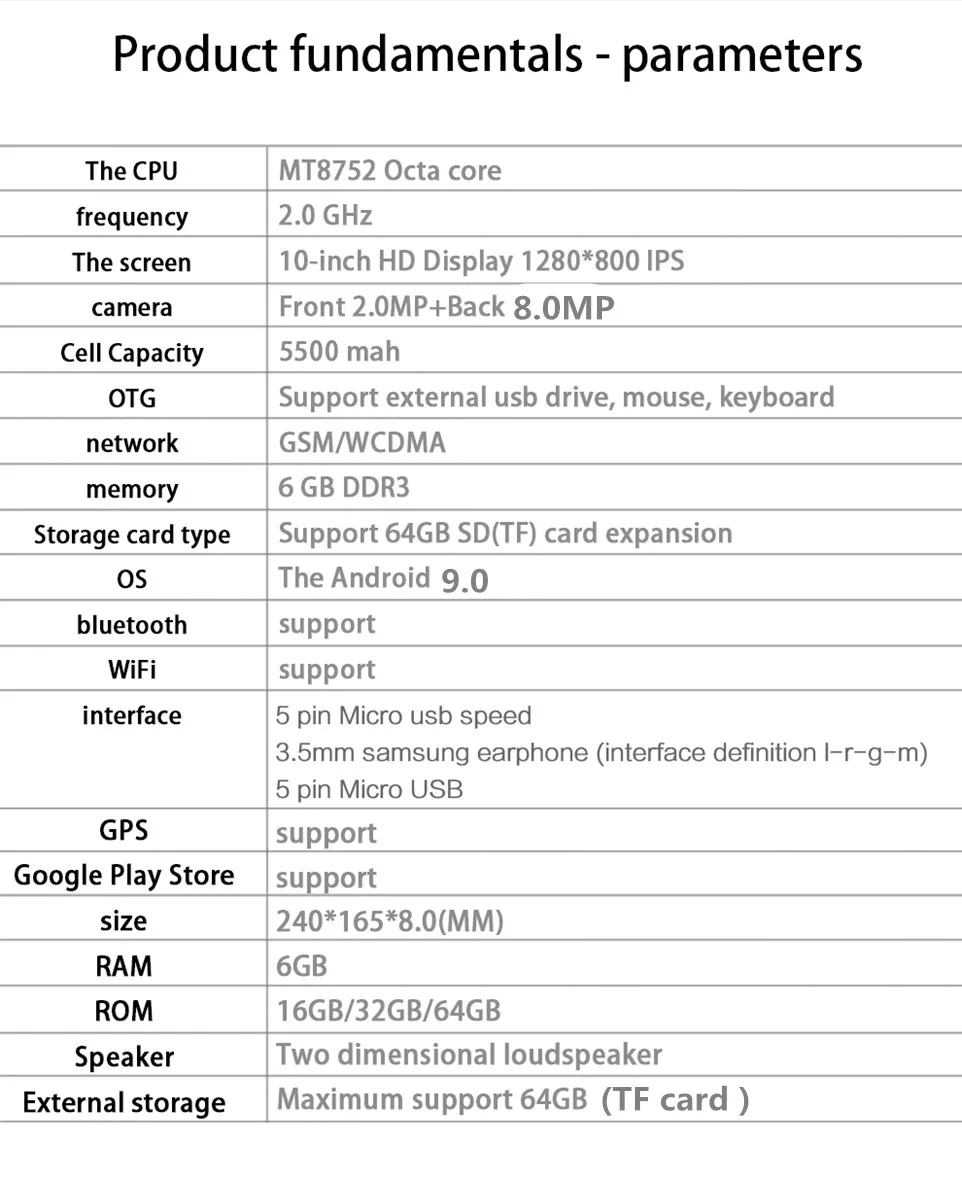 Супер закаленное стекло Android 9,0 планшеты 10 дюймов 3g 4G LTE планшетный ПК 1280*800 6 Гб ram 64 Гб rom Dual SIM дюйм/сек, GPS телефон планшет