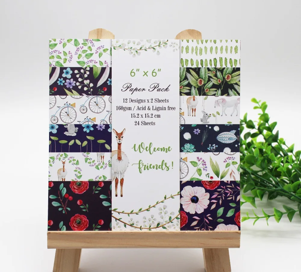 

24 sheets/set photo album scrapbook paper path hand card making background paper 6 inch single-sided welcome tliends pattern