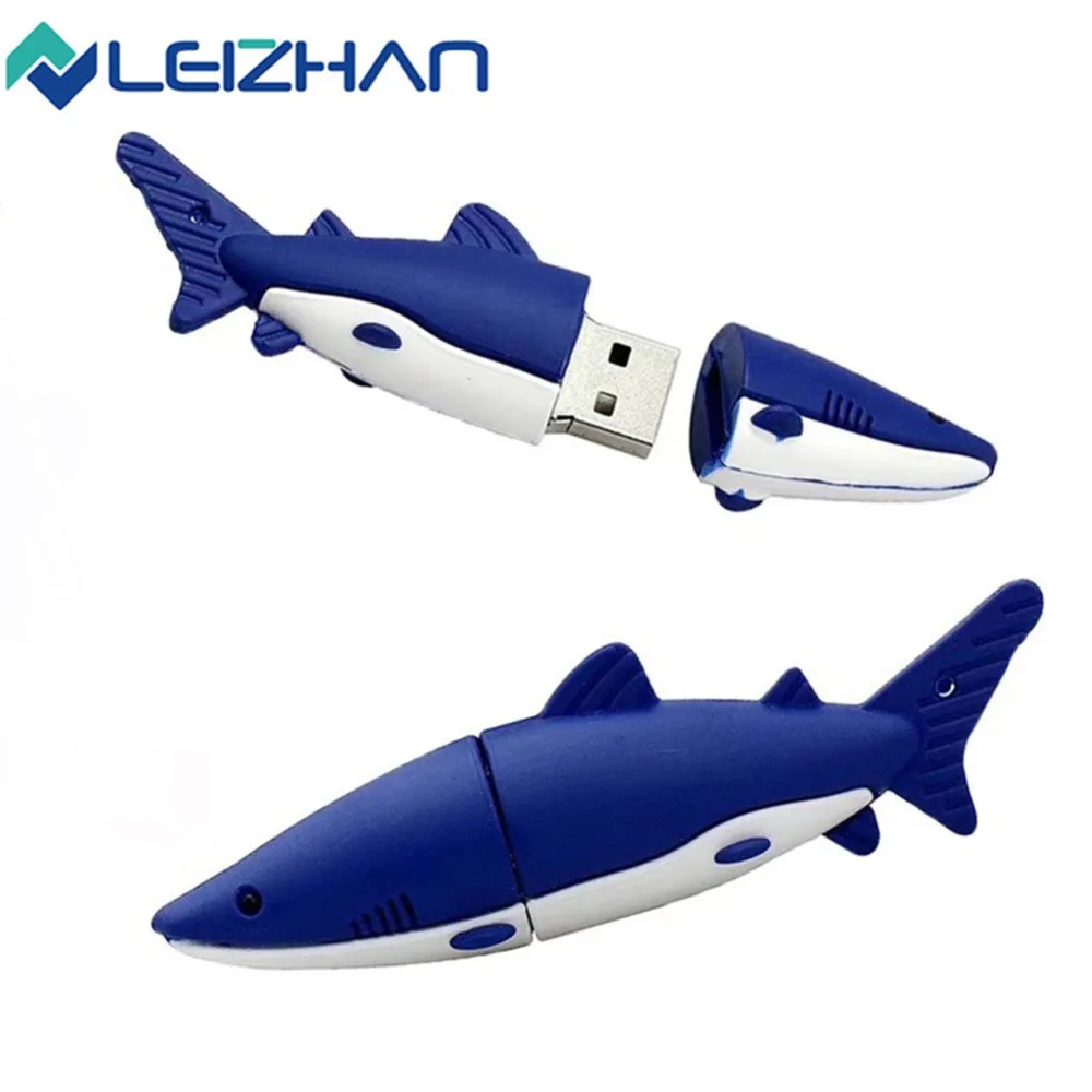 Usb флеш-накопитель LEIZHAN в стиле акулы флешка с забавными животными 64 ГБ 32 16 8 4 Гб