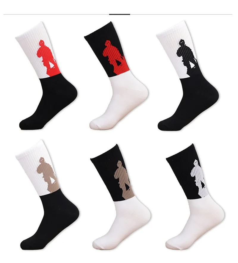 Высокие эластичные хлопчатобумажные мужские носки спортивные унисекс Открытый