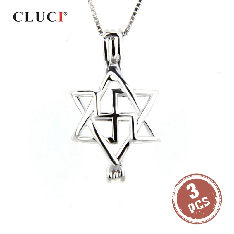 CLUCI 3 шт 925 пробы серебряный медальон с гексаграммой кулон для женщин свободный