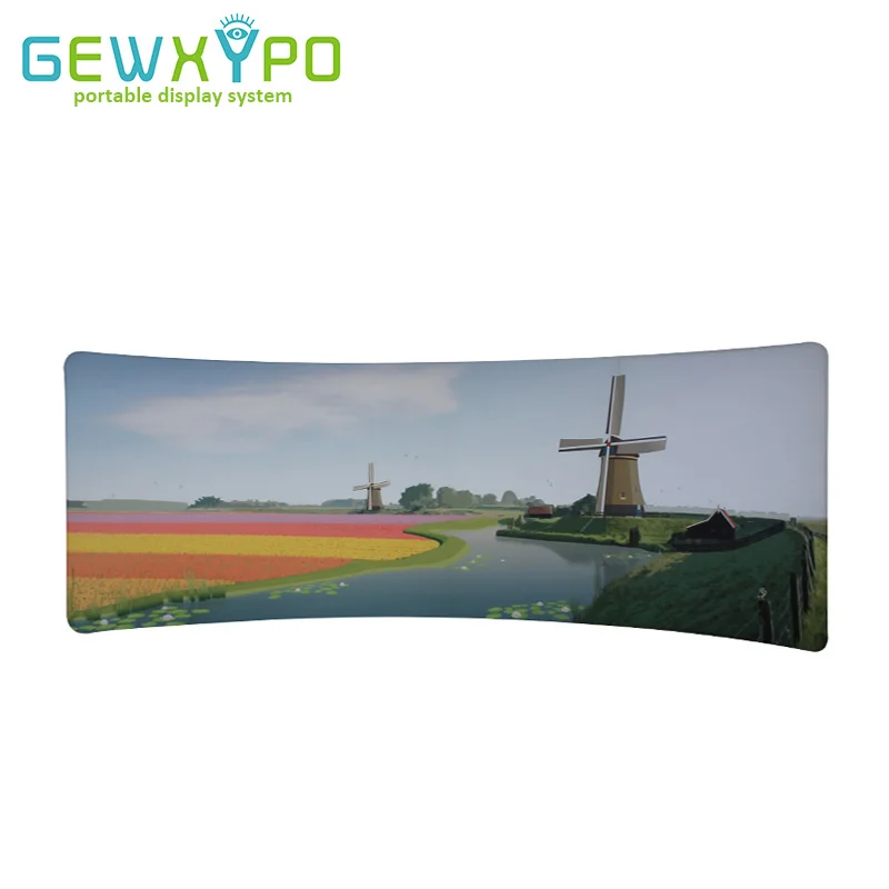 

Exhibition Booth Portable 8ftX20ft C-Shaped Advertising Tension Fabric Backwall Display Stand With Heat Transfer Banner Printing