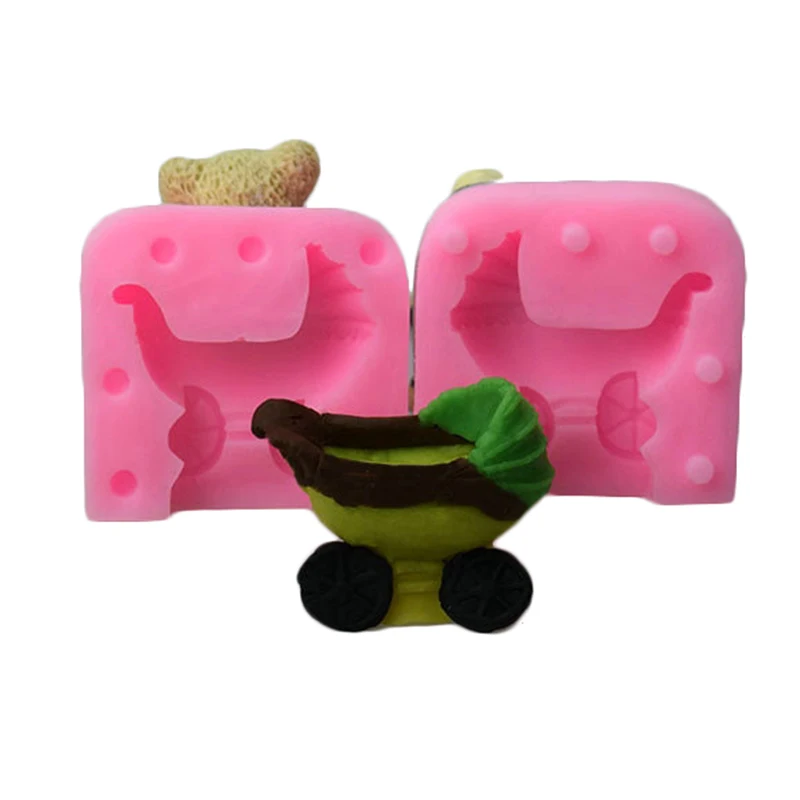 Baby carriage 3D Силиконовые Детские коляски свечи плесень смолы глины мыло формы помадка украшения торта Сахарная паста шоколадные конфеты формы помадка - Цвет: Baby carriage