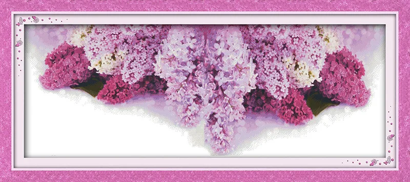 

Floral language of lilac Printed Canvas DMC Counted Chinese Cross Stitch Kits printed Cross-stitch set Embroidery Needlework