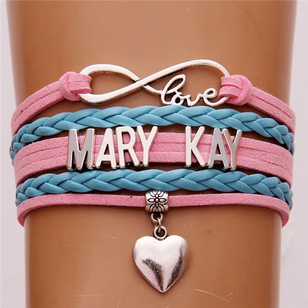 10 шт./лот) Браслеты MARY KAY с подвесками Бесконечность любовь плетеные браслеты лучший подарок для женщин 11 шт - Окраска металла: pink and blue
