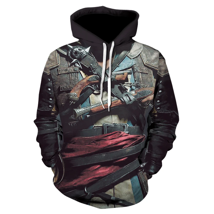 

Thin hoodie for autumn 3D printing of skull with back knife, fashionable men's and women's sports hoodie brand print sportswear