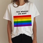 Радужный Флаг ЛГБТ футболка для женщин гей-Прайд рубашка Ретро Радуга Harajuku футболка с изображением якоря Ullzang смешные футболки 90s Графический Love Is Love Топ Т-образное