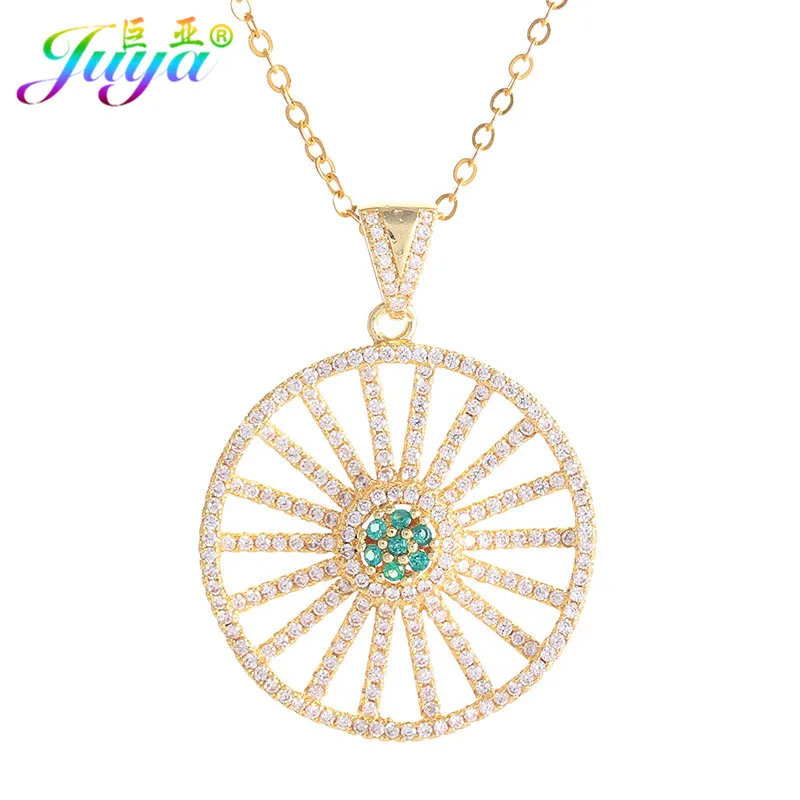 Колье Juya ожерелье с длинными цепями Bijoux круглой подвеской из циркония