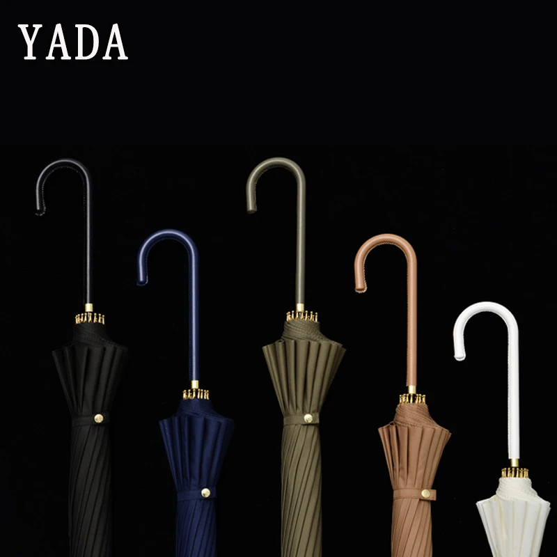 

YADA 16K Curved Handle Large Umbrella Rain For Women Men Brand Windproof Long Umbrellas Strong Frame Waterproof Umbrella YS625