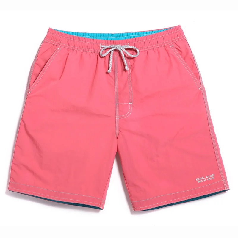Gailang Брендовые мужские пляжные шорты bermuda masculina, мужские быстросохнущие шорты, мужские новые шорты, купальные костюмы XXXL, мужские пляжные шорты - Цвет: Pink