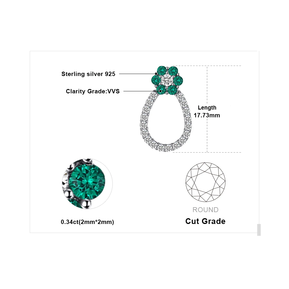 Jewelrypalace 1 т цветок Форма создания Изумрудный Серьги-гвоздики для Для женщин 925
