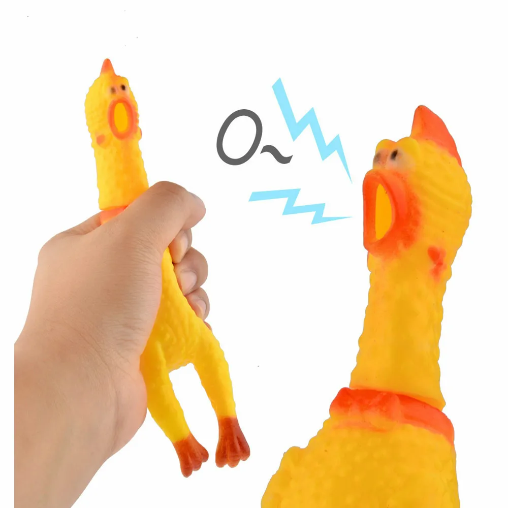 

Dog Chew Toys Funny Gadgets Novelty Yellow Rubber Chicken Pet Dog Toy Novelty Squawking Screaming Shrilling Chicken for Cat Pet
