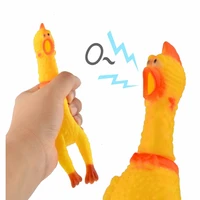 new funny dog gadgets novelty yellow rubber chicken pet dog toy novelty squawking screaming shrilling chicken for cat pet